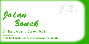 jolan bonek business card